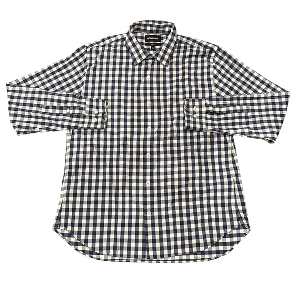 Bonobos Men's Slim Fit Everyday Shirt Blue Plaid Size XL